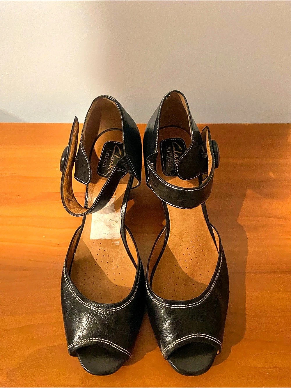 Dansko Open Toe Ankle Strap Heels in Black